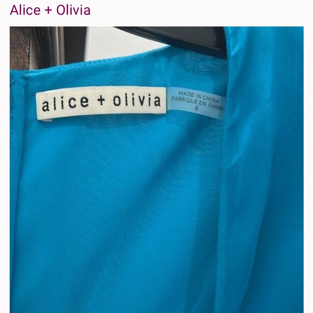 NWOT Alice + Olivia Blue Long Sleeve Pleated Dress - Picture 10 of 16